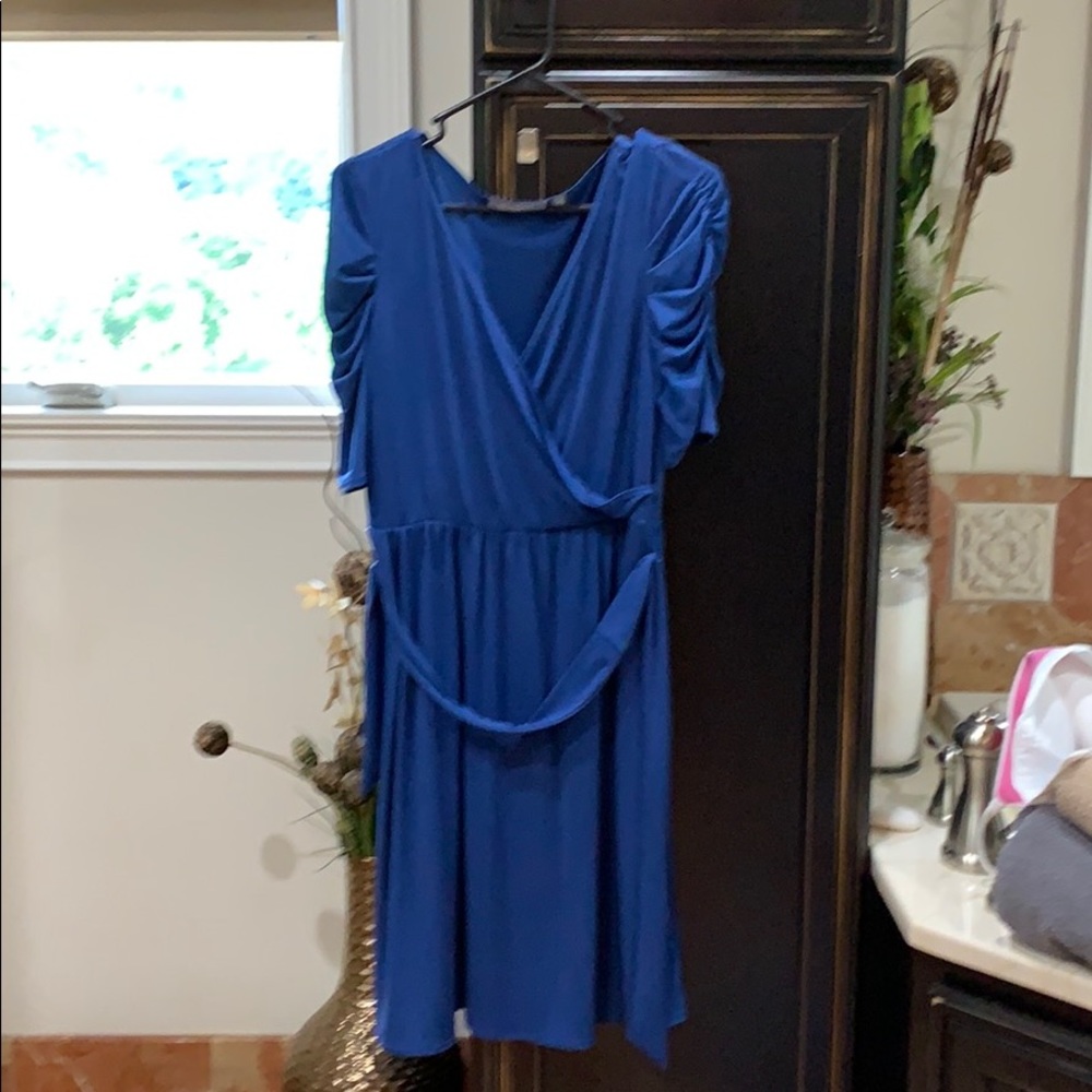 New York Collection blue wrap around dress